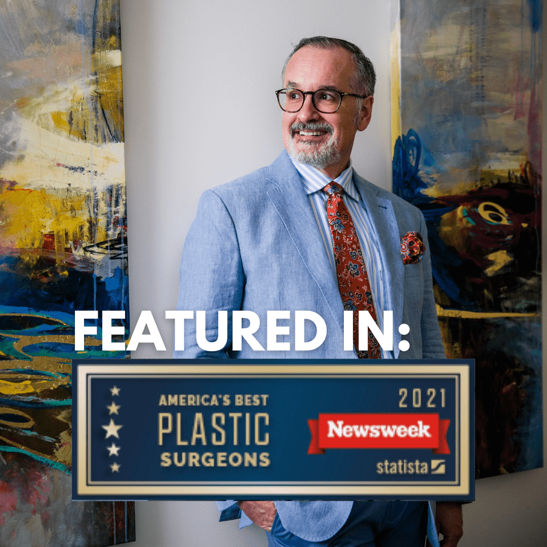 Man in suit featured in plastic surgeons list.