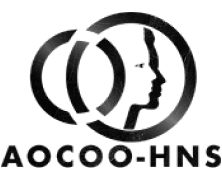 Logo featuring two faces and text.