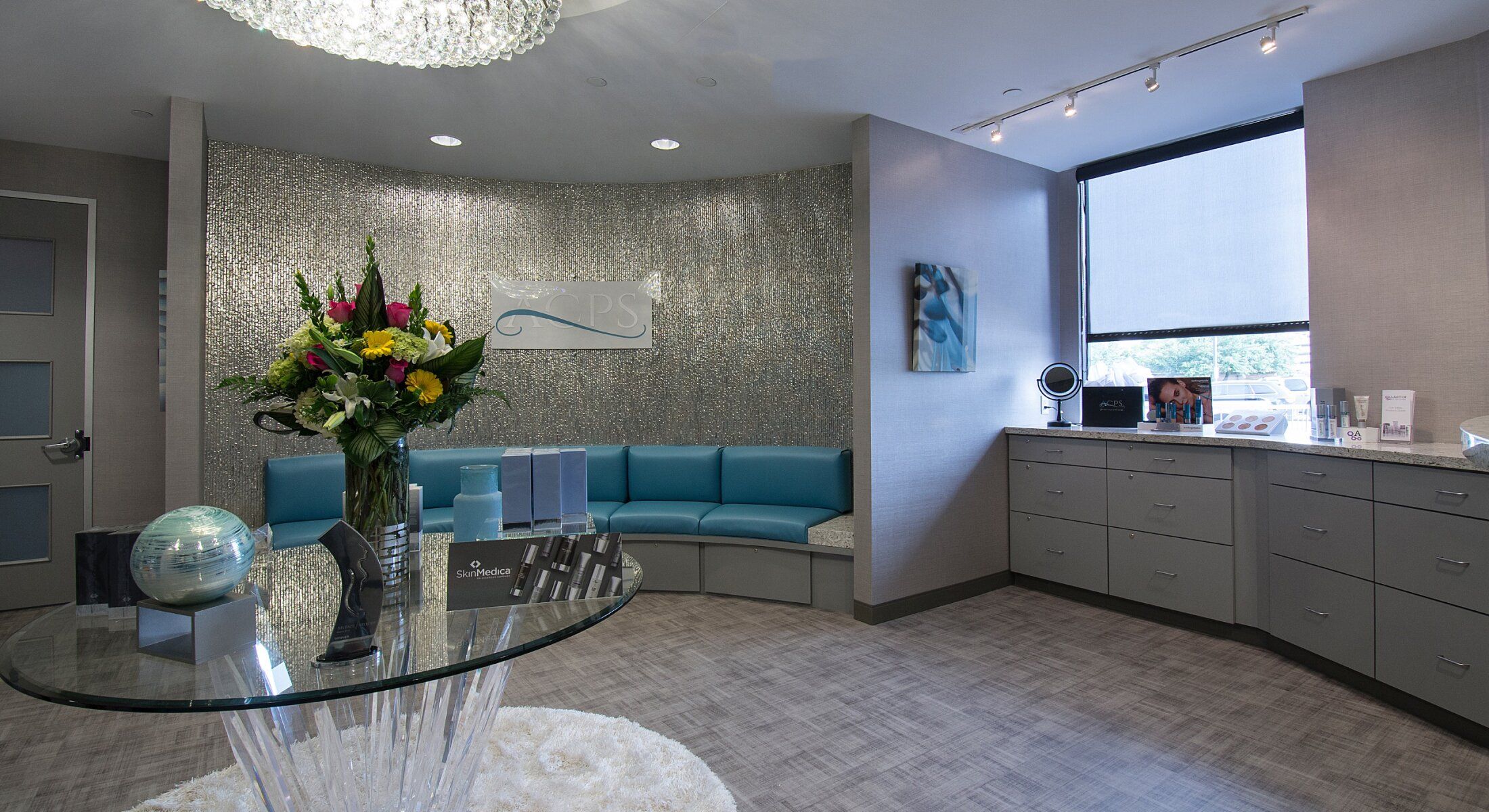 Modern medical office interior with elegant decor.